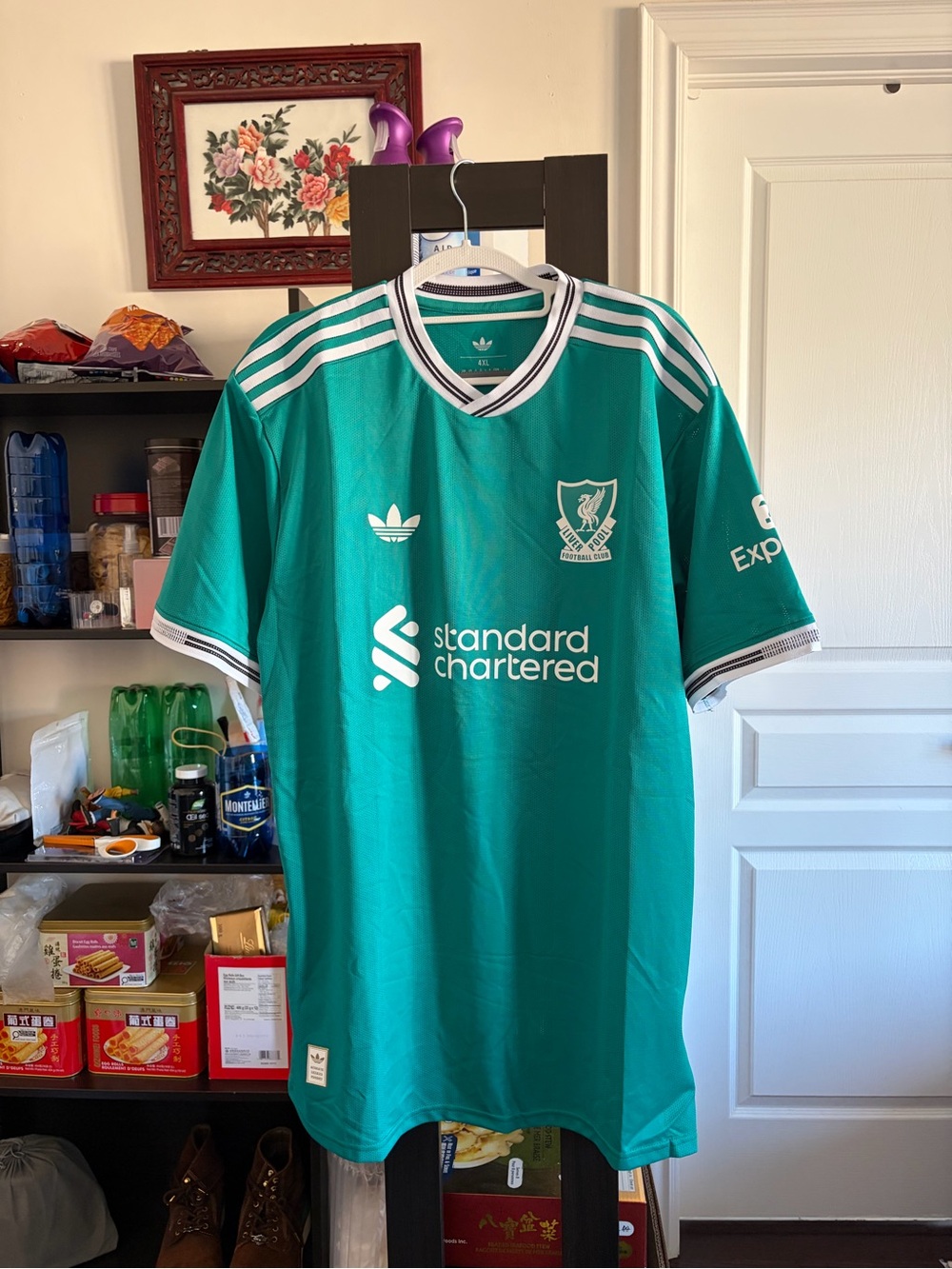 adidas Originals Liverpool Men’s Football Jersey in Teal with White Trim